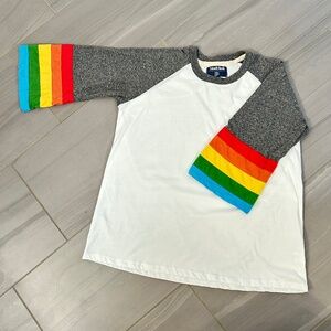 Modcloth Camp Collection rainbow ringer tee, bell sleeves, size large